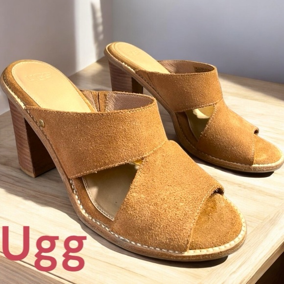 UGG-size 7 CELIA Suede Stacked Heel
Sandals in Chestnut Brown. Worn once! EUC!!! - Picture 3 of 14